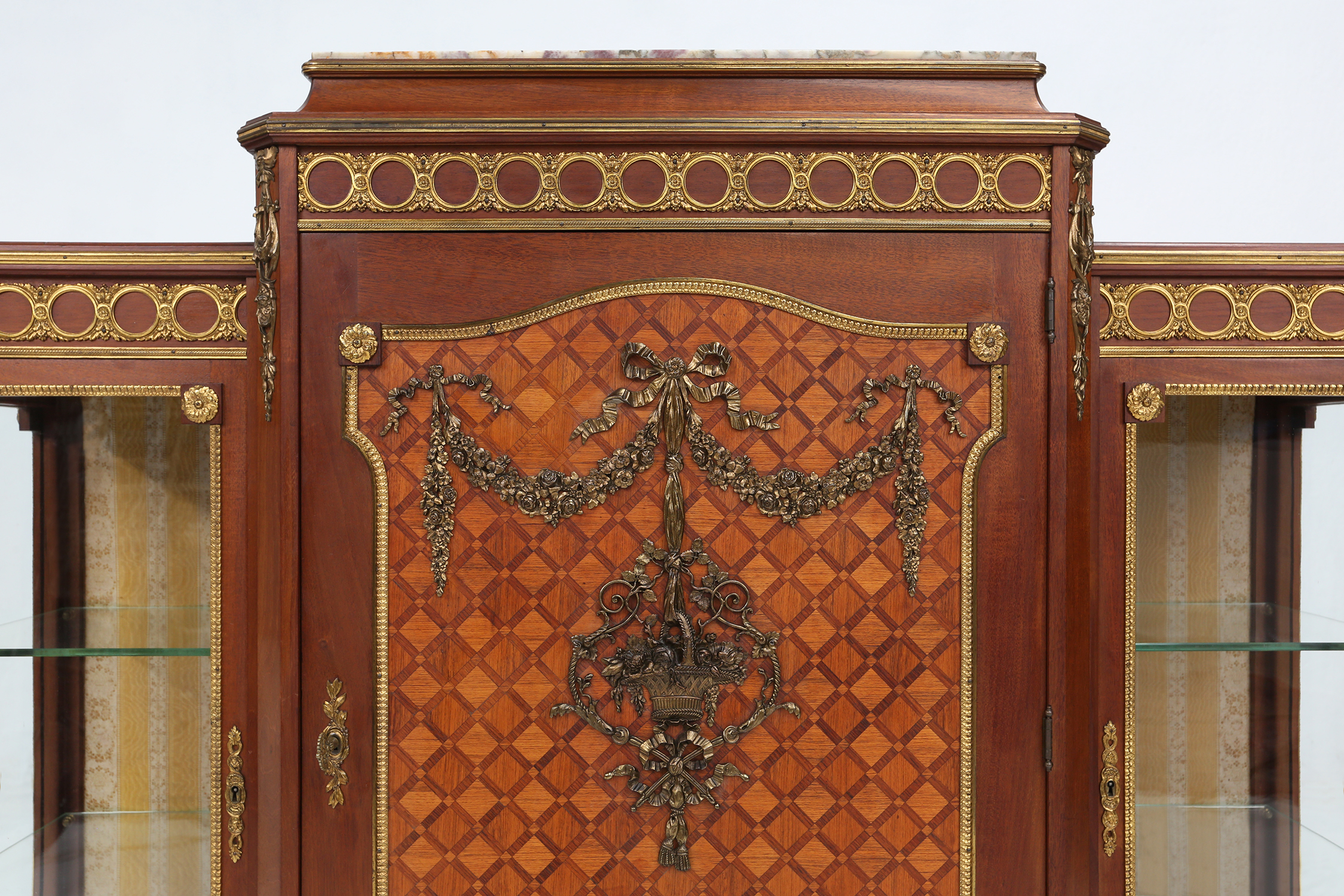 Rare Louis XVI display cabinet in marquetry with light, France ca. 1850thumbnail